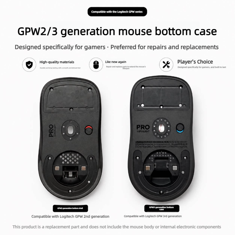 Logitech Mouse G Pro X Superlight - Replacement Mouse Bottom Case For Logitech
