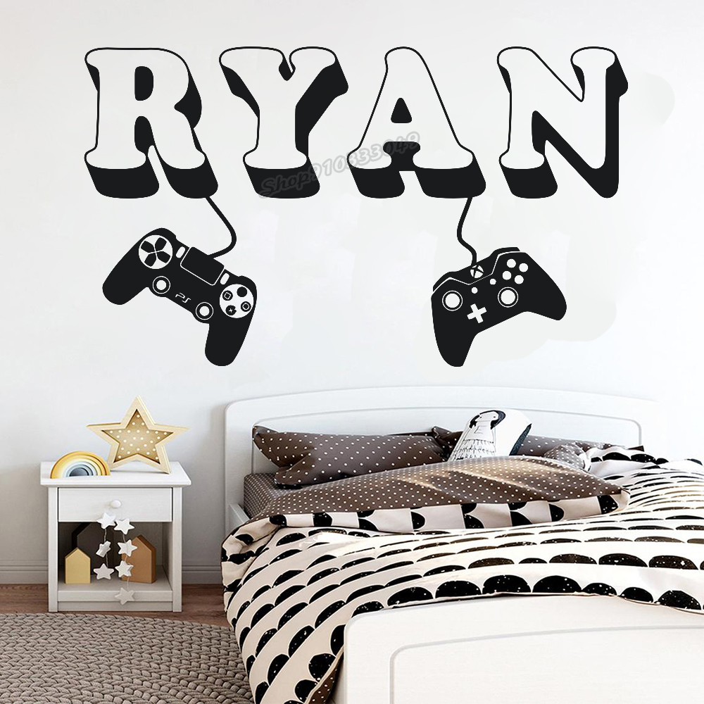 Gamer wall Sticker Custom Name - огляд і ціна Gaming Accessories For Room